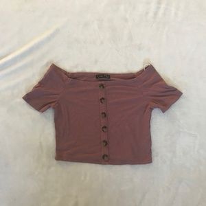 Mauve Off Shoulder Crop Top